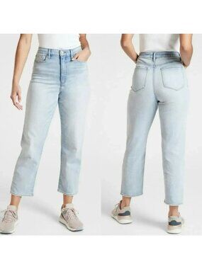 Athleta Sculptek Light Wash Straight-Leg Jeans Womens 6P Stretch Denim Performan